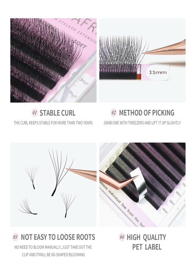ANNAFRIS 6D Premade Fan W Shape Eyelash Extensions 0.07 D Curl 11mm Volume Self Fanning False Lashes Makeup Supplies Professional Use Lash Extension(0.07 D, 11mm) - Image 3